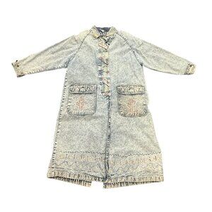 Vintage Emporio Gitano Denim Duster Jacket Cactus Art Y2K